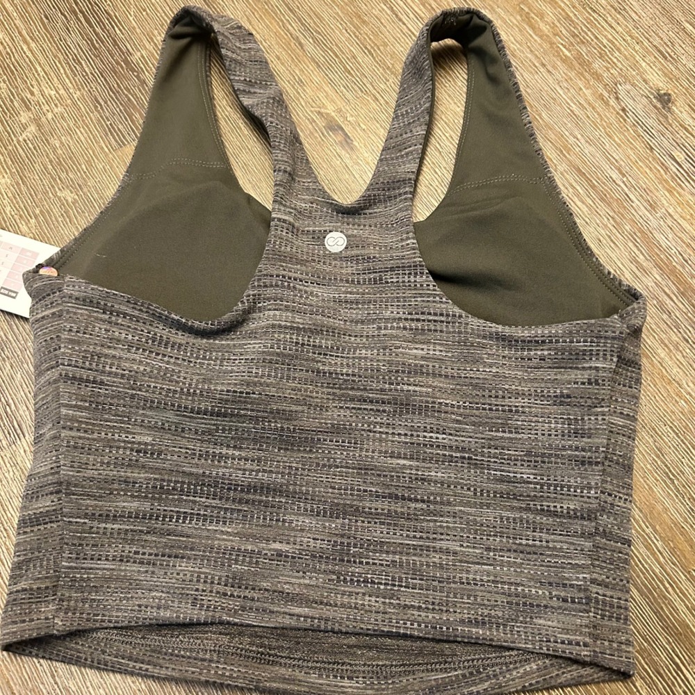 Calia Jacquard Support Tank Top Deep Green Multi Womens XS Low Impact NWT Bra - Picture 2 of 6